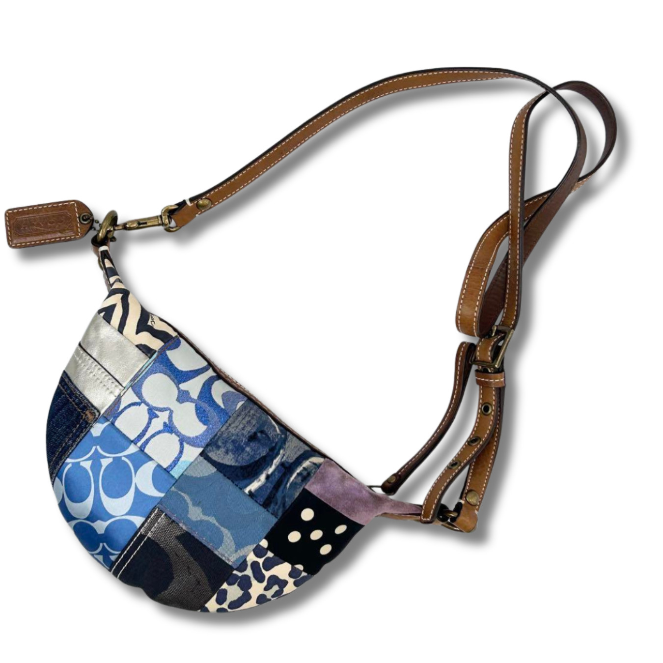 COACH Denim Patchwork Mini Shoulder Crossbody Blu… - image 2