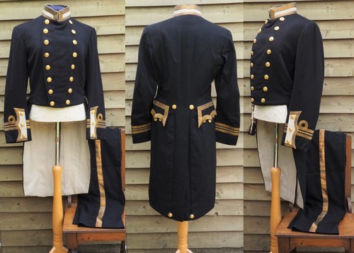 Antike königliche britische Marineoffiziersuniform Tunika Hose marineblaue goldblau - Bild 12 von 13