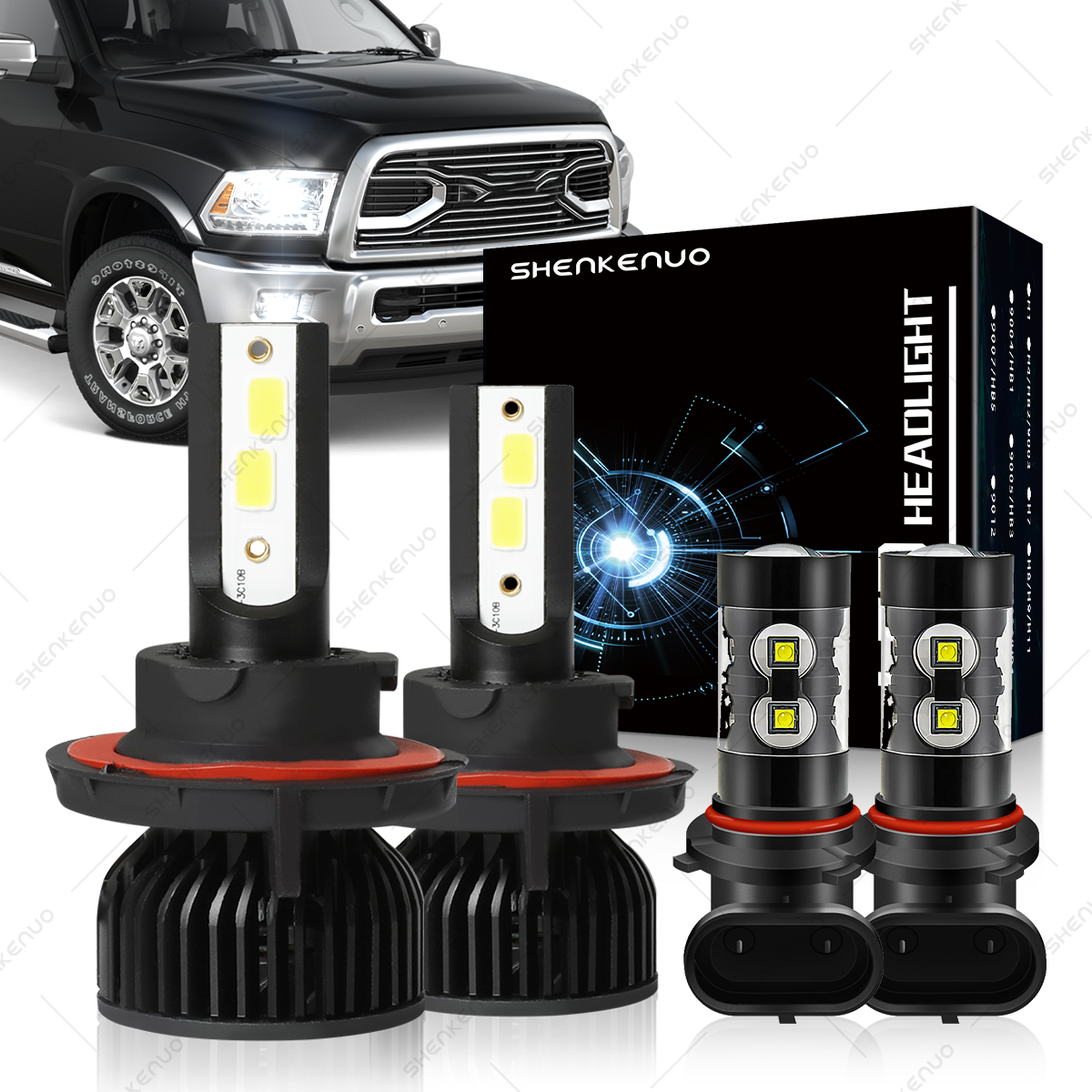 For Jeep Compass 2007 2008 2009 Combo 4x LED Headlights + Fog Light White Bulbs