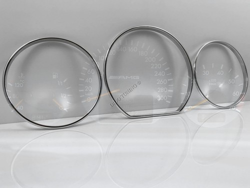 For Mercedes W210 2000-2002 Chrome Gauge Trim Dial Rings Polished Alloy 3pcs - Picture 3 of 11