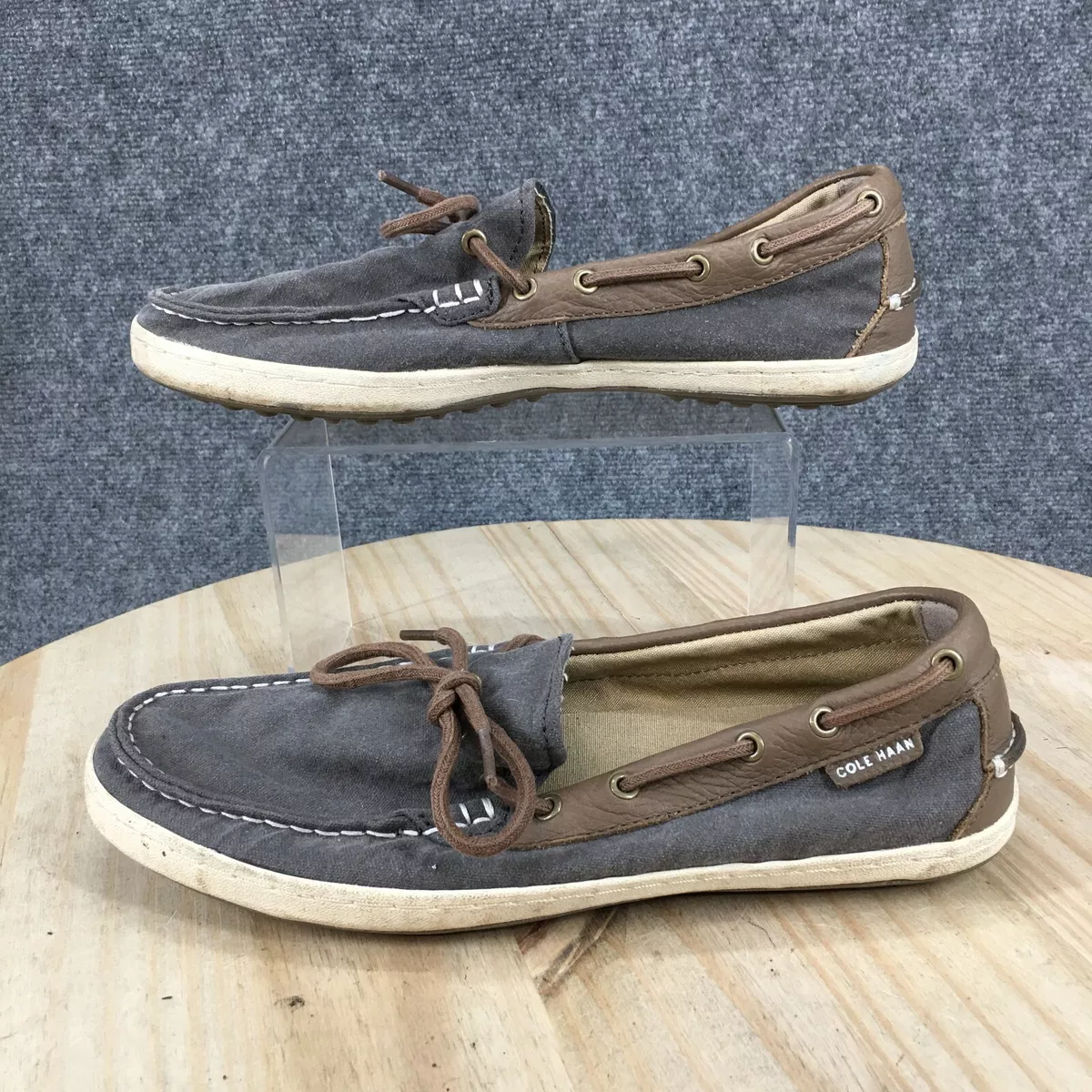 Cole Haan Boat Shoes Mens 9 M Loafers Slip On C23649 Grey Canvas Closed Toe