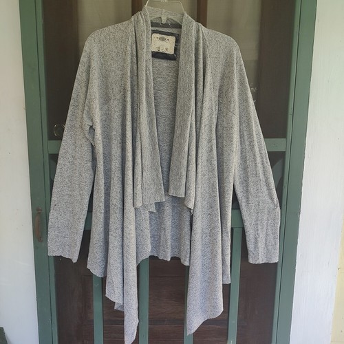CUPIO Gray Sweater Women's L Open Front Drape Cardigan Long Sleeve Waterfall