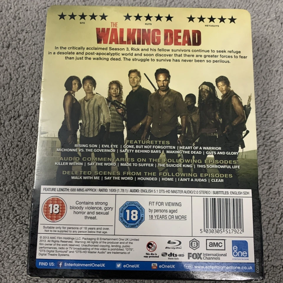 The Walking Dead Season 3 Limited Edition Steelbook Blu-ray Brand New and Sealed - Image 2 of 3