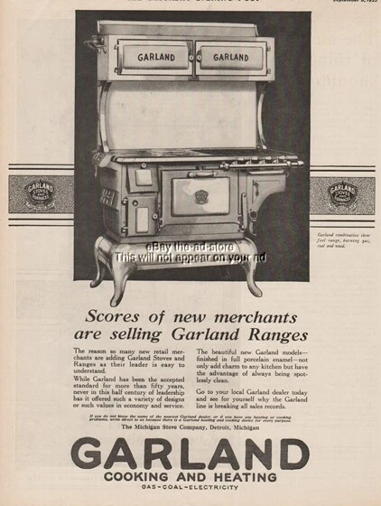 1923 Garland Cast Iron Cooking Range Wood Coal Michigan Stove Co. Detroit  MI Ad | eBay