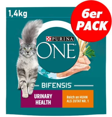 PURINA ONE Katzenfutter Urinary Health Trockenfutter mit Huhn 6 x 1,4kg