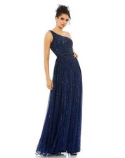 Mac Duggal 5220 Embellished One-Shoulder A-Line Gown SZ 4 Midnight Mrsp $598