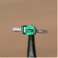 Natural Emerald Ring 925 Sterling Silver Ring Handmade Ring Wedding Ring