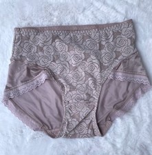 Vintage Slippery Silky Nylon Panties Floral Lace Bikini High Waist Briefs SZ.7-8