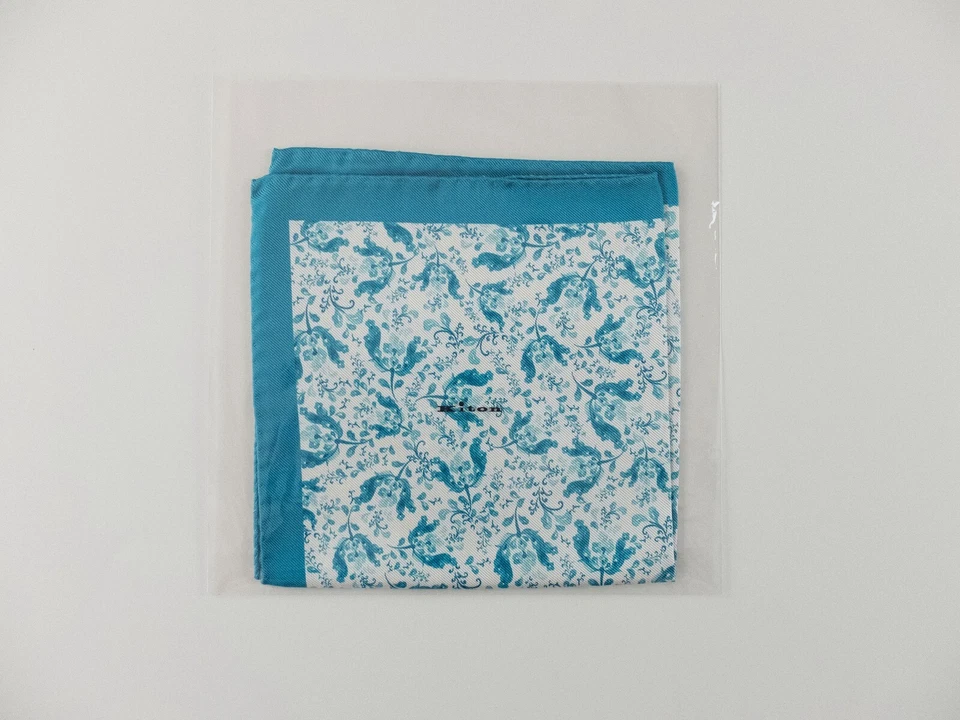KITON Napoli белый синий ручной работы цветочный принт шелковый карман квадратный подлинный - Изображение 4 из 4