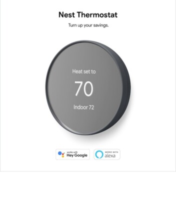 Google Nest G4CVZ Programmable Wi-Fi Thermostat - Charcoal Gray and White