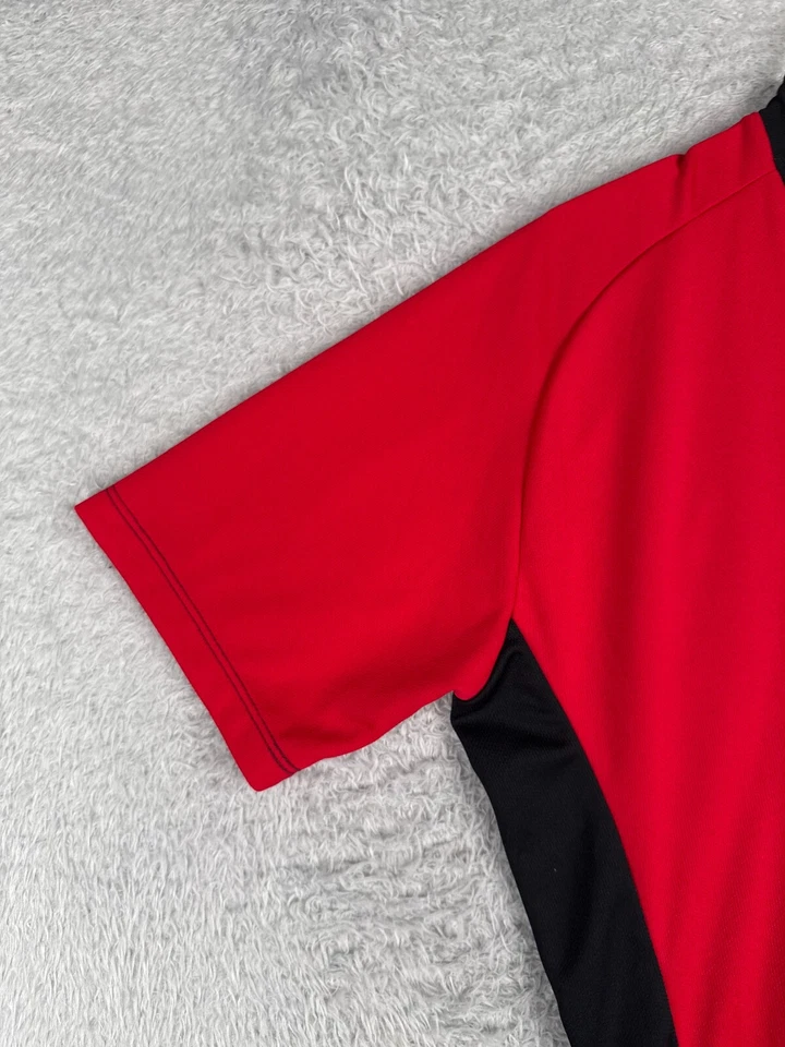 Jersey de ciclismo para hombre mediano rojo negro 1/2 cremallera manga corta hecho en Estados Unidos poliéster Foto 3 de 4
