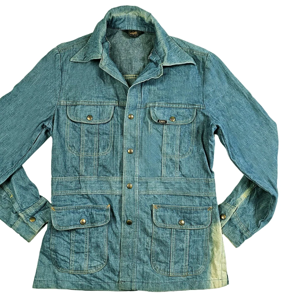 LO ÚLTIMO BLAZER VINTAGE AÑOS 80 Para hombres LEE @ SAFARI CHORE BARN 4 Piezas Chaqueta Denim Jeans M Foto 2 de 4