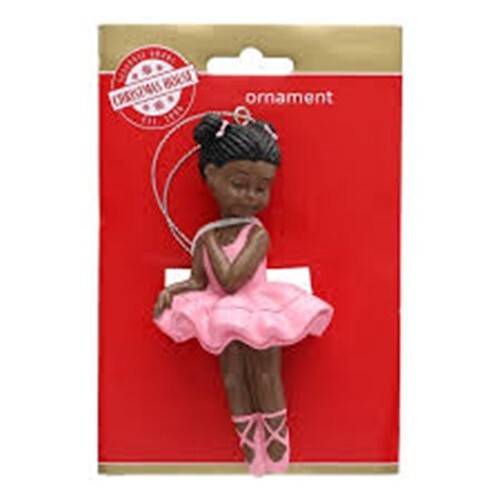 African American Ballerina Girl Christmas Tree Ornament Ballet Dancer Retired - Picture 2 of 3