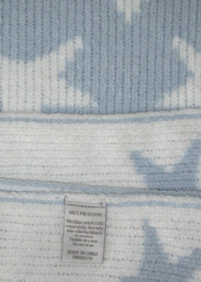 Manta bebé chenilla estrellas azul blanco reversible tejida RN# 118620 Manhattan niños Foto 4 de 4