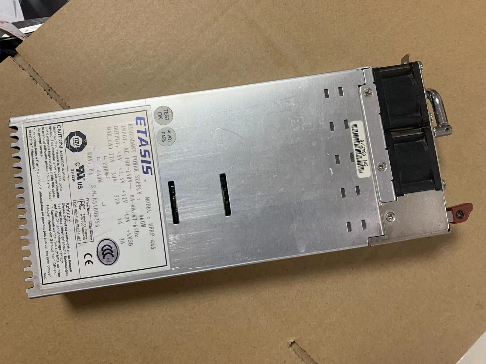 Alimentation Redondante ETASIS EFRP-S603 - 600W - Lot De 2 - Ouvert Jamais Servi