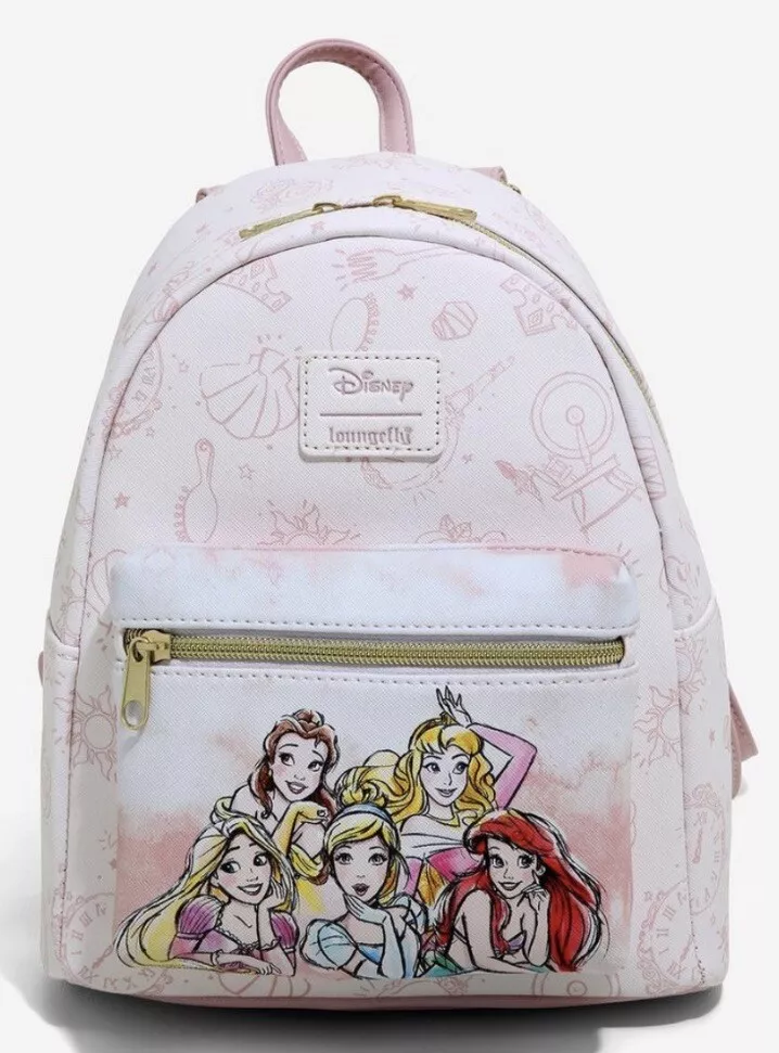BNWT Loungefly Disney 5 Princess Icons Mini Backpack in Princess Pink Color