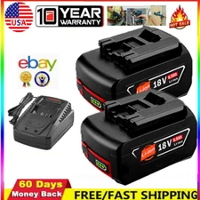 2x For Bosch Li-ion Battery/Charger 6.5Ah 18V BAT609 BAT610G BAT618 24618-01 US