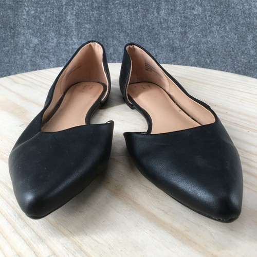 A New Day Shoes Womens 11 Dorsay Slip On Flats 17730 Black Faux Leather Pointed - Picture 6 of 18