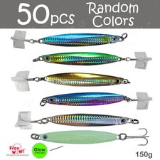 50pcs Random Colors 150g Colt sniper jig MUSTAD treble Hook 5.25oz Vertical bait