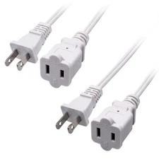 2-Pack 2 Prong Extension Power Cord 10ft，US Male/Female Power Cable for NEMA ...