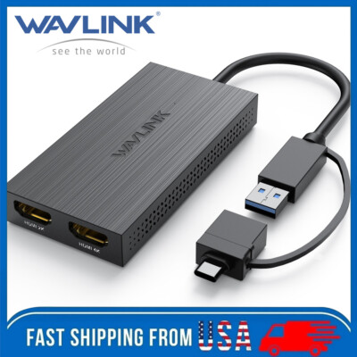 Wavlink USB3.0 to HDMI Display Adapter USB A/USB C to HDMI Hub for Dual Monitors
