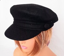 Unisex Captain Hat Retro Style Fiddler 1960s Breton Jackie Stewart Black Cap