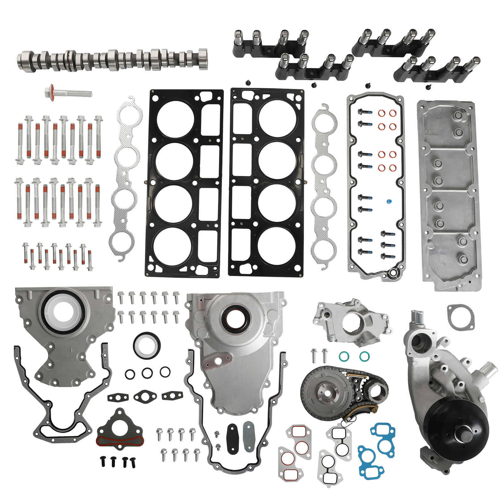 Non AFM DOD Camshaft Lifter Kit w/ Timing Pump Gasket For 07-13 Chevy GM 5.3L