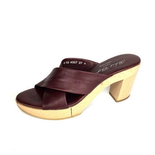 Sandalias zueco de cuero Robert Clergerie Merlot talla 7,5 - Imagen 8 de 12