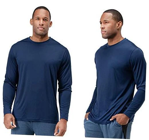 2 Pack Men's Sun Protection Shirts UV SPF UPF 50+ Long 3X-Large Navy [2 Pcs]