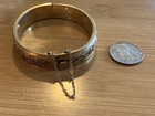 VINTAGE ANTIQUE ETCHED ENAMEL ROSE HAYWARD GOLD FILLED BANGLE BRACELET HINGE — photo 3