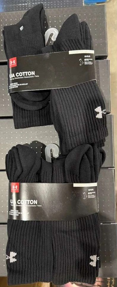 6 Calcetines Under Armour Adultos Cott Algodón Crew Negros Talla L 8-12 Foto 4 de 4