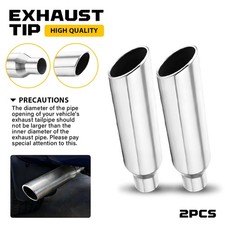 Pair Stainless Steel Exhaust Tip 2.5id - 4od 18long Silver Tailpipe Universal Pair Stainless Steel Exhaust Tip 2.5id - 4od 18long Silver Tailpipe Universal