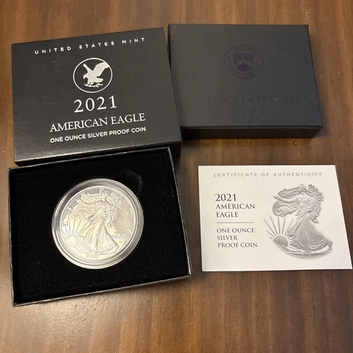 🦅 🪙 2021-S $1 1-oz T2 Proof American Silver Eagle w/ Box, OGP & COA 🦅🪙