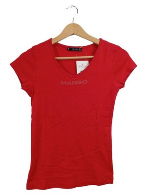 MANGO Basics Damen T-Shirt Rot Gr. S Strassstein-Logo Basic