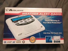 Midland WR-120 Emergency Weather Alert Radio with Alarm Clock  - White Tested