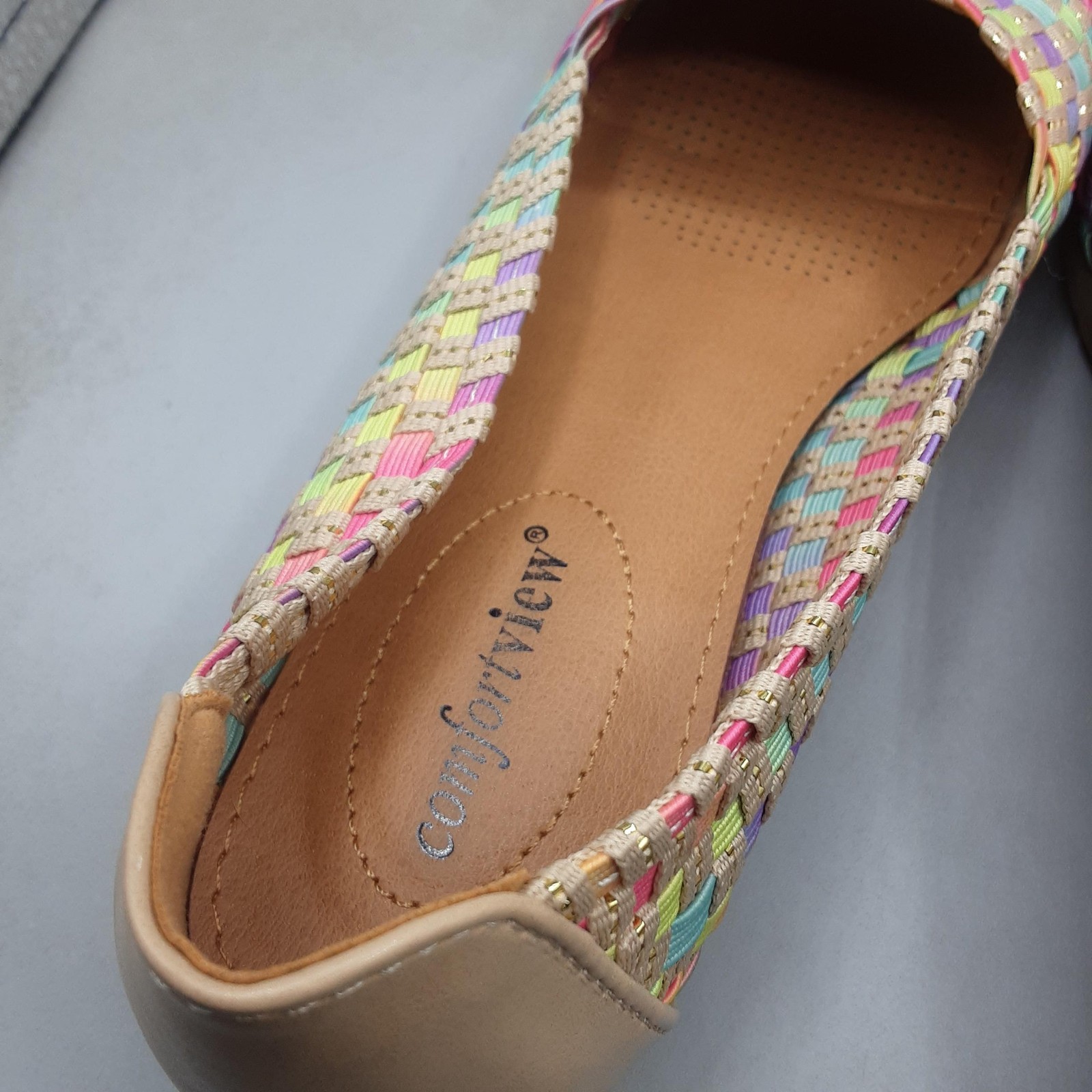 Comfortview Shoes Womens Size 7M Multicolor Bethany Woven Slip On Casual Flats