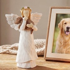 Angel of Friendship Dog Memorial Figurine with Rainbow Bridge Bracelet, 4.9 H...