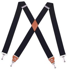 Men s Suspenders 1.4" Width Solid Straight Clip Suspender Adjustable Fit,
