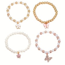 Imitation Pearl 4PCS/Set Fashion Jewelry Gift Butterfly Cute Girls' Pendant