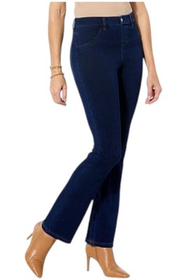 HUE Women's Baby Bootcut Denim Pant Deep Indigo