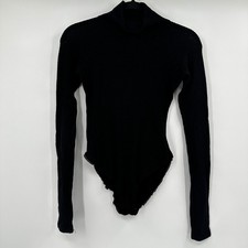 Intimately Free People Black Waffle Knit Thermal Mock Neck Bodysuit XS Boho