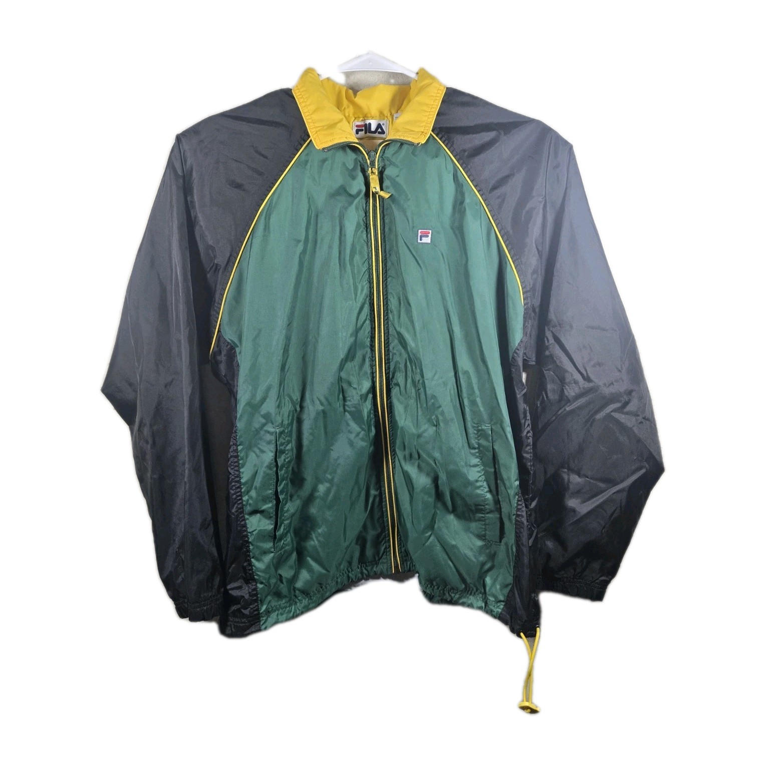Vintage Clothing Fila Windbreaker Sports Jacket Size M, Green Yellow & Black