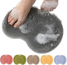 Shower Foot Scrubber Mat with Non-Slip Suction Cups, Foot Back Cleaning Pad Back