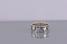 Sterling Silver Oxidized Polished Hearts Band Ring 925 Sz: 6