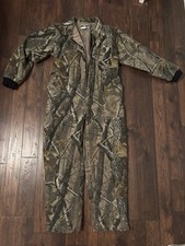 Men's Medium Vintage 90s Game Winner Woodland Camo Hunting Coveralls Jumpsuit