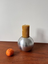 Vintage Ikea Nassjo Pillar Candle Holder Aluminium Ball Sphere Modernist Large