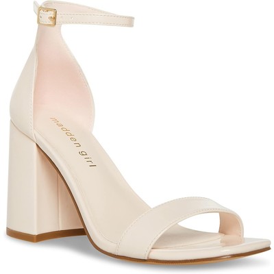 Madden Girl Women Star Sandals US 8.5 Porcelain Pat Block Heel Ankle Strap
