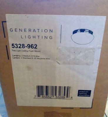Generation Lighting Brushed Nickel Ceiling 2 Light Flush Mount 5328-962 New