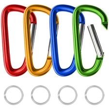 4" Heavy Duty Aluminum Carabiners, Large D-Ring Clips, Spring Snap Hooks for ...