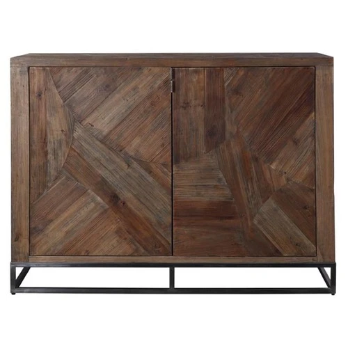 Uttermost Evros 2-Door Reclaimed Wood and Iron Sideboard in Aged Gunmetal Gray - Picture 1 of 7